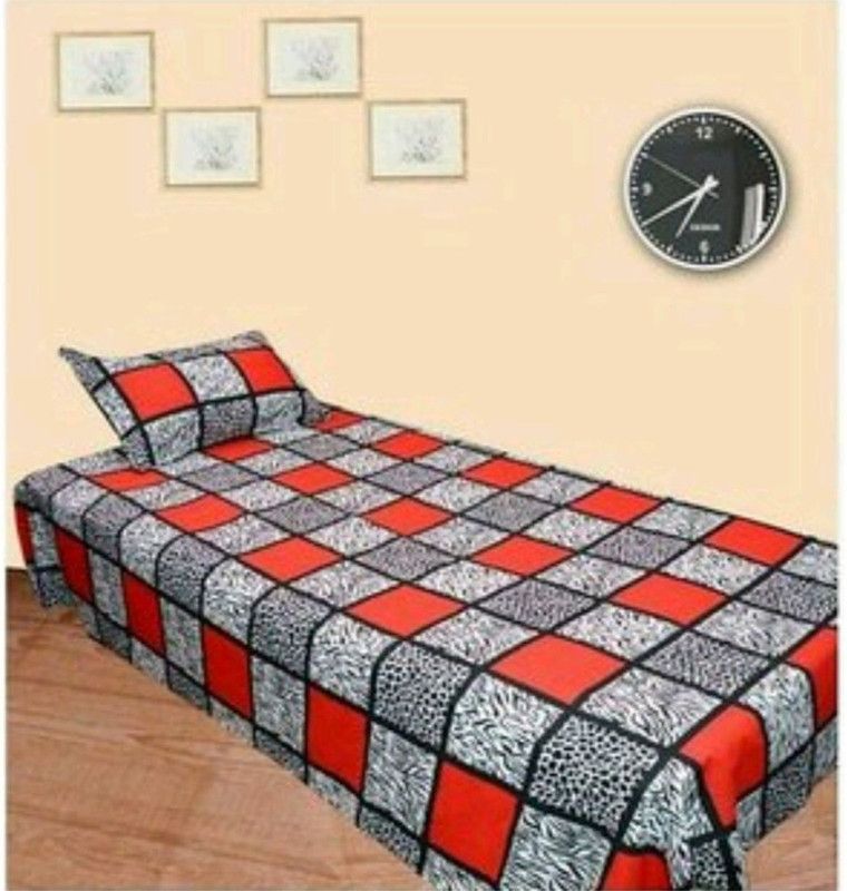 ANU YASH 140 TC Polycotton Single Checkered Flat Bedsheet  (Pack of 1, Multicolor)