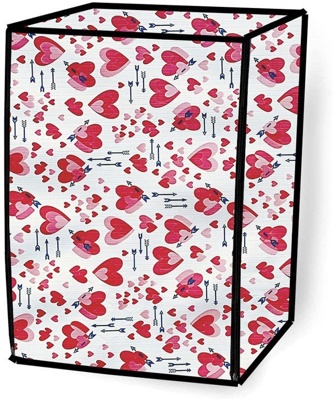JM Homefurnishings Front Loading Washing Machine Cover  (Width: 60 cm, Pink, White)