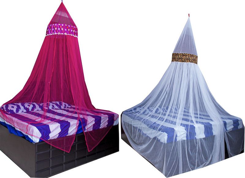 Creative Textiles Polyester Adults Washable Mosquito Net 101 Mosquito Net  (Red, Ceiling Hung)