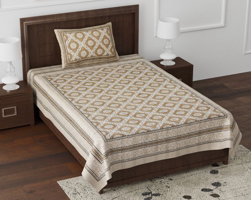 SONUENTERPRISE 140 TC Cotton Single Printed Flat Bedsheet  (Pack of 1, Multicolor)