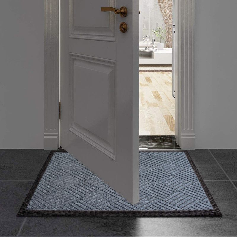 LUXE HOME INTERNATIONAL Rubber Door Mat  (Dark Silver, Small)