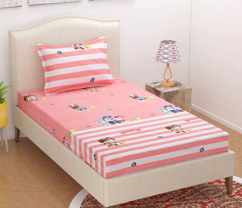 Elstone Home 210 TC Cotton Single Cartoon Flat Bedsheet  (Pack of 4, Multicolor)