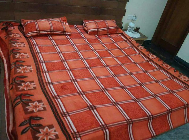 SKHD 144 TC Cotton Double Checkered Flat Bedsheet  (Pack of 1, Multicolor)
