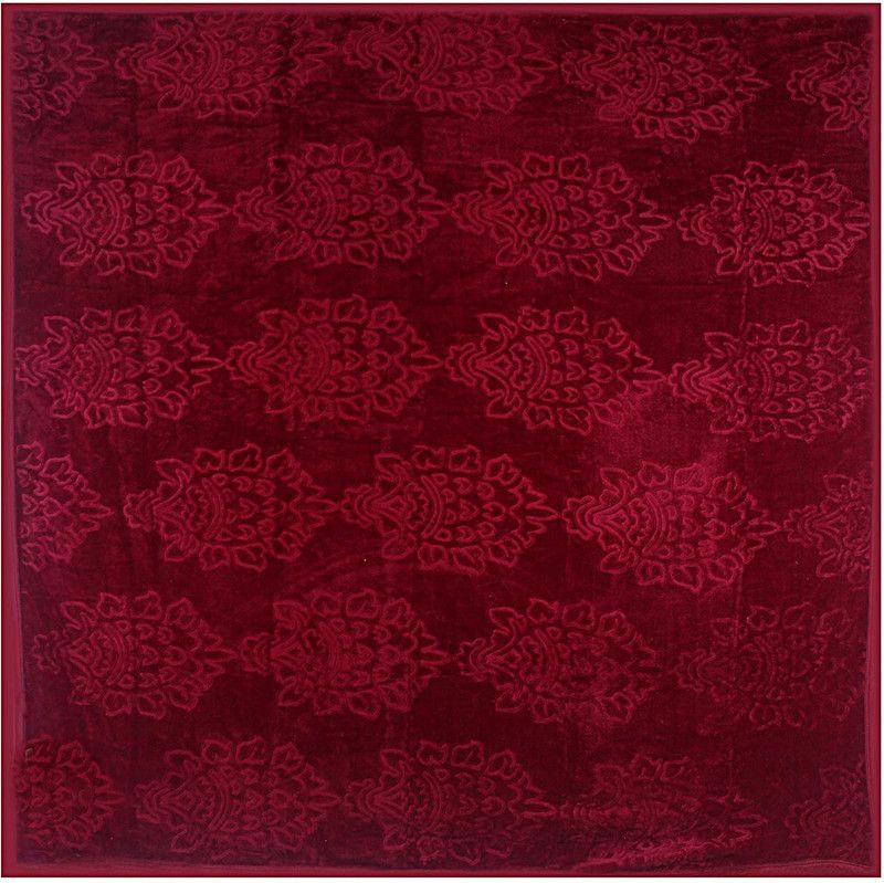 Floral Double Mink Blanket  (Microfiber, Maroon-3)