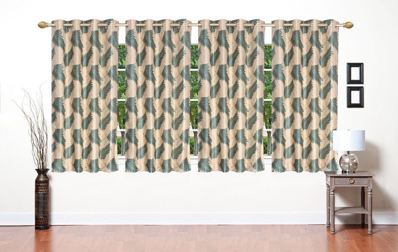 Flossy 152 cm (5 ft) Polyester Semi Transparent Window Curtain (Pack Of 4)  (Abstract, Aqua)