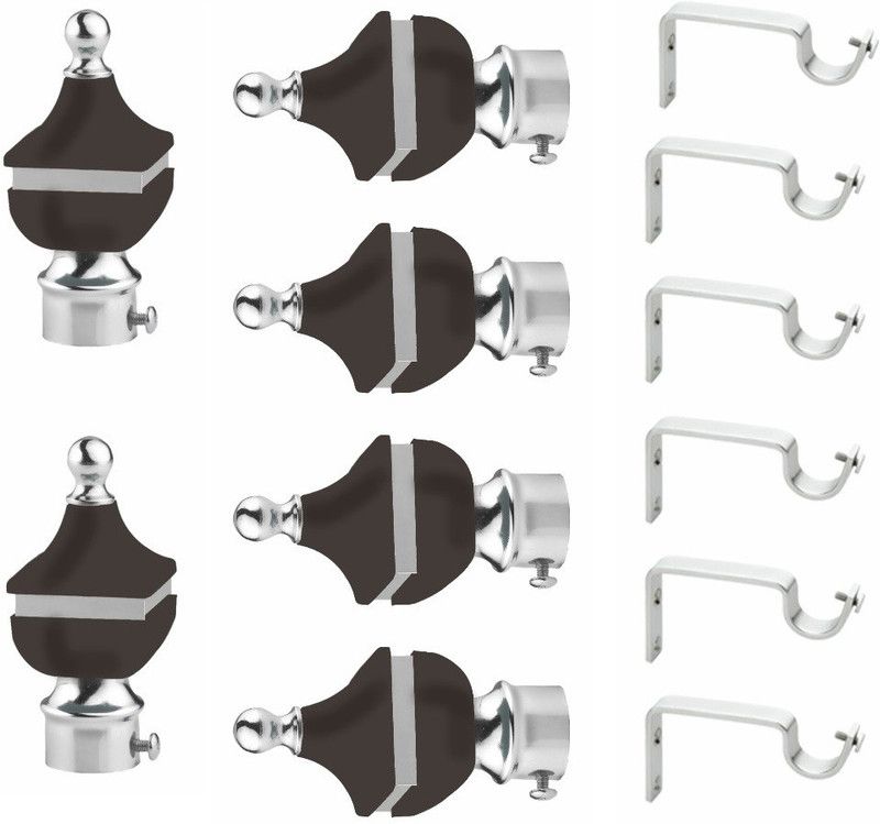 SHIVRATRI Grey Rod Rail Bracket, Curtain Knobs Metal  (Pack of 12)