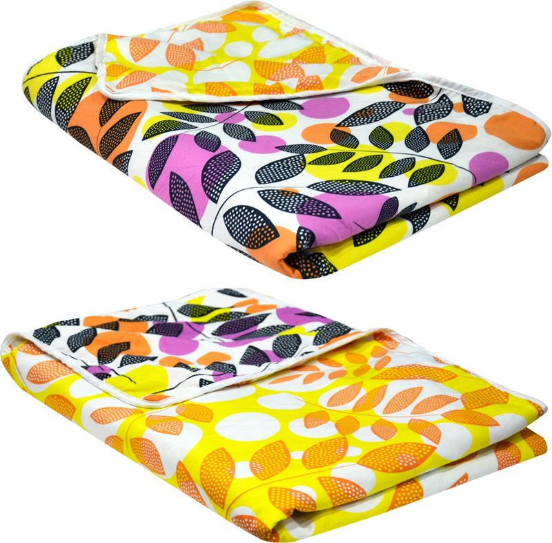 Divine Casa Printed Single Dohar for AC Room  (Polyester, Pink and Yellow)