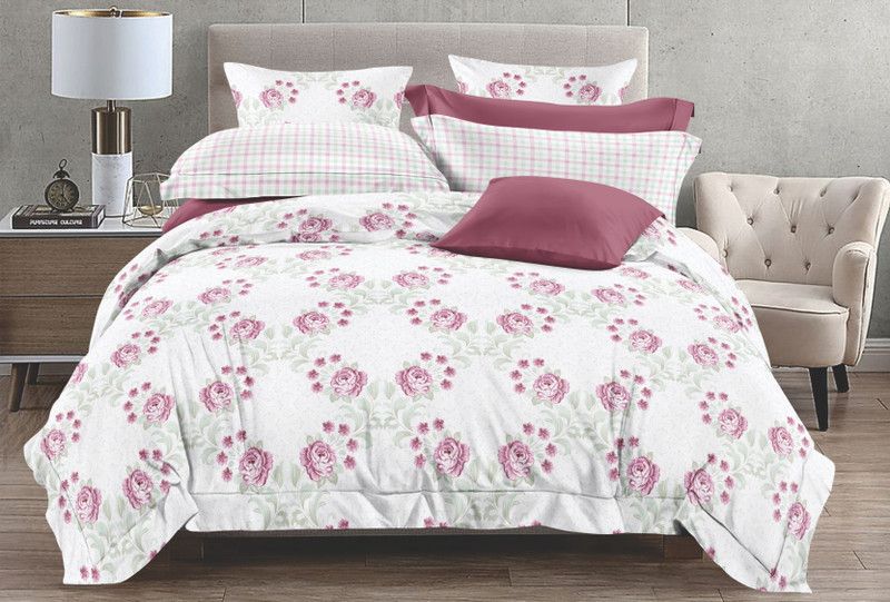Home Fresh 120 TC Cotton Double Floral Flat Bedsheet  (Pack of 1, Purple)