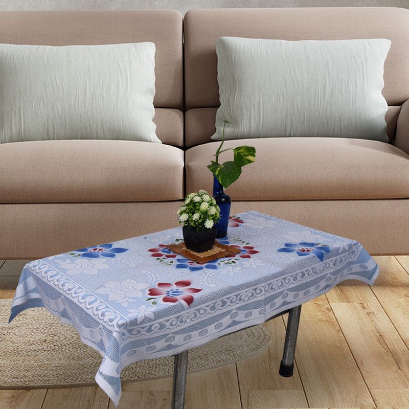 3T Ventures Floral 4 Seater Table Cover  (White, PVC)