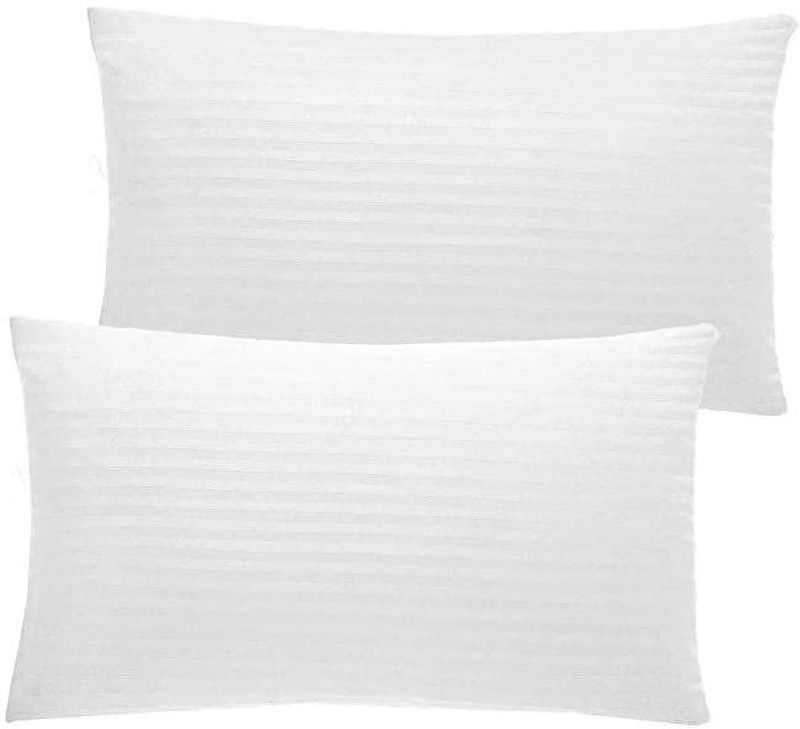 casahaus Microfibre Stripes Sleeping Pillow Pack of 2  (White)