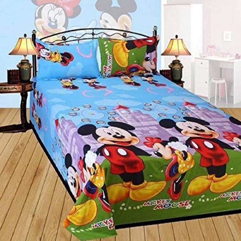 PRODUCTSCK 150 TC Polycotton Double Cartoon Flat Bedsheet  (Pack of 3, Multicolor)