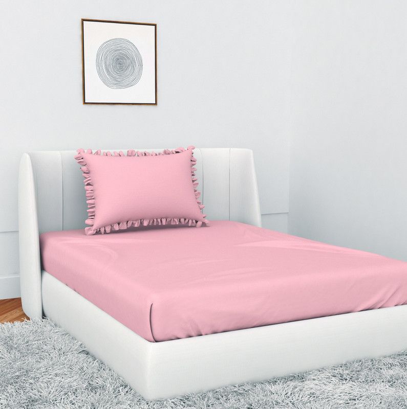 SHIV CRAFTS 300 TC Cotton Single Solid Flat Bedsheet  (Pack of 1, ROSE PINK)