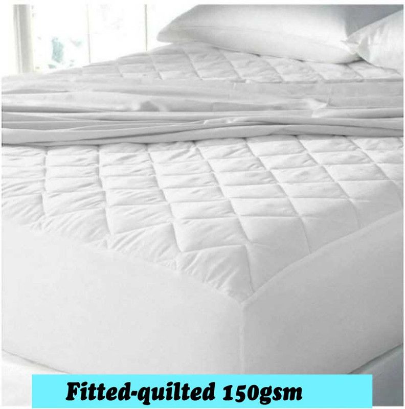 CRAZY WORLD Fitted Double, Queen Size Waterproof Mattress Cover  (White)