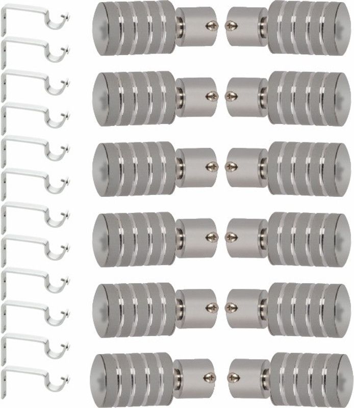 blancci Silver, Grey Rod Rail Bracket, Curtain Knobs, Curtain Hooks, Curtain Rods Metal  (Pack of 24)
