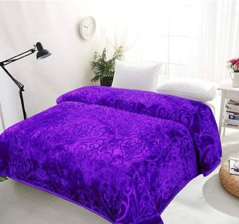 HOME COMFORTS Solid Double Mink Blanket for Heavy Winter  (Polyester, Purple)