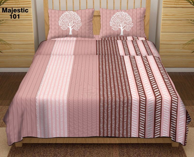 Cotton Double Bedsheet  (Pack of 1, STRIPE PINK)