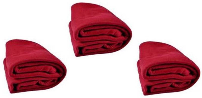 Hot Dealzz Solid Single Fleece Blanket for AC Room  (Polyester, Maroon)