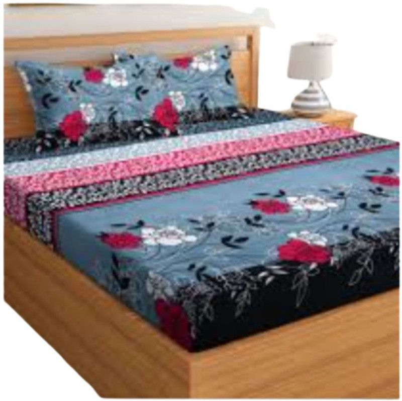 Microfiber Double 3D Printed Bedsheet  (Pack of 1, Black)