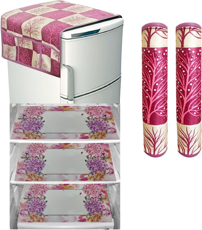 Groki Refrigerator Cover  (Width: 55 cm, Red)