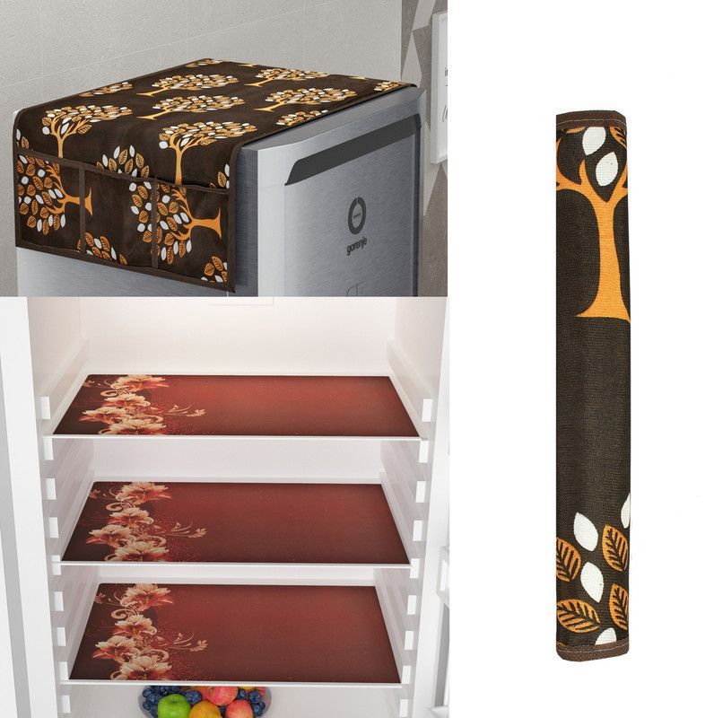 asd Refrigerator Cover  (Width: 91 cm, Brown)