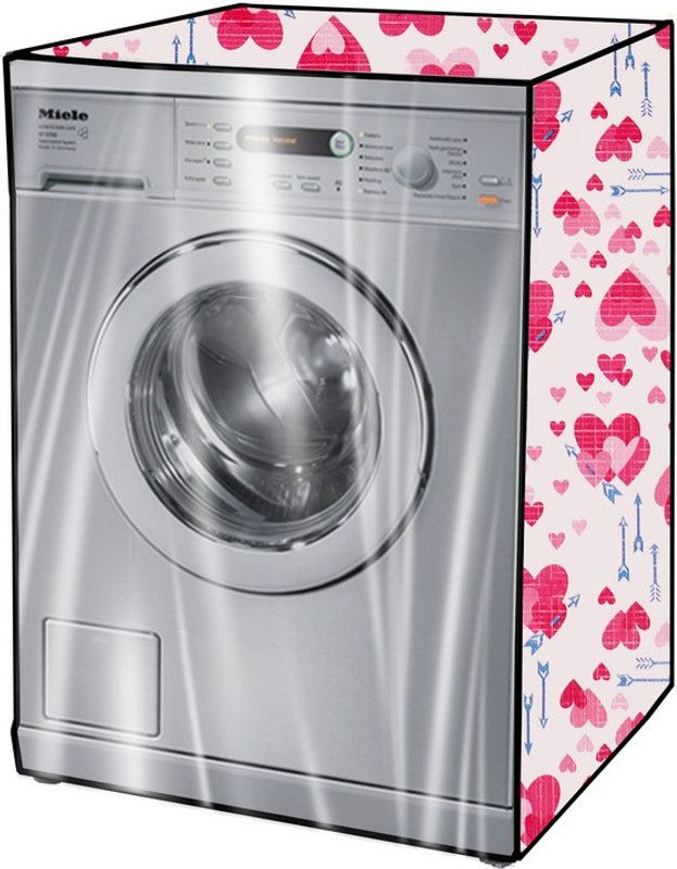KVAR Front Loading Washing Machine Cover  (Width: 71 cm, Pink, White)