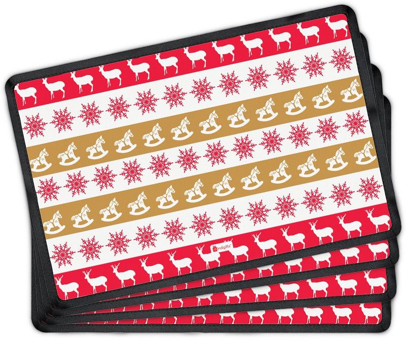 Indigifts Rectangular Pack of 4 Table Placemat  (Multicolor, Cotton)