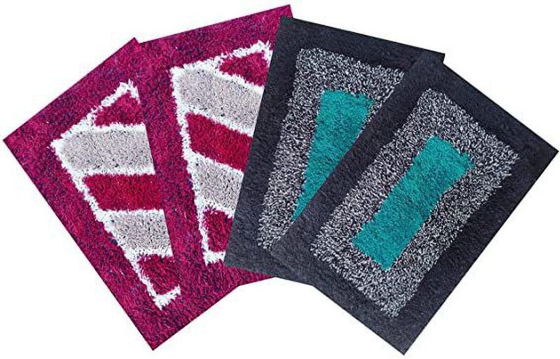 MATDECO Cotton Door Mat  (Multicolor, Medium, Pack of 4)