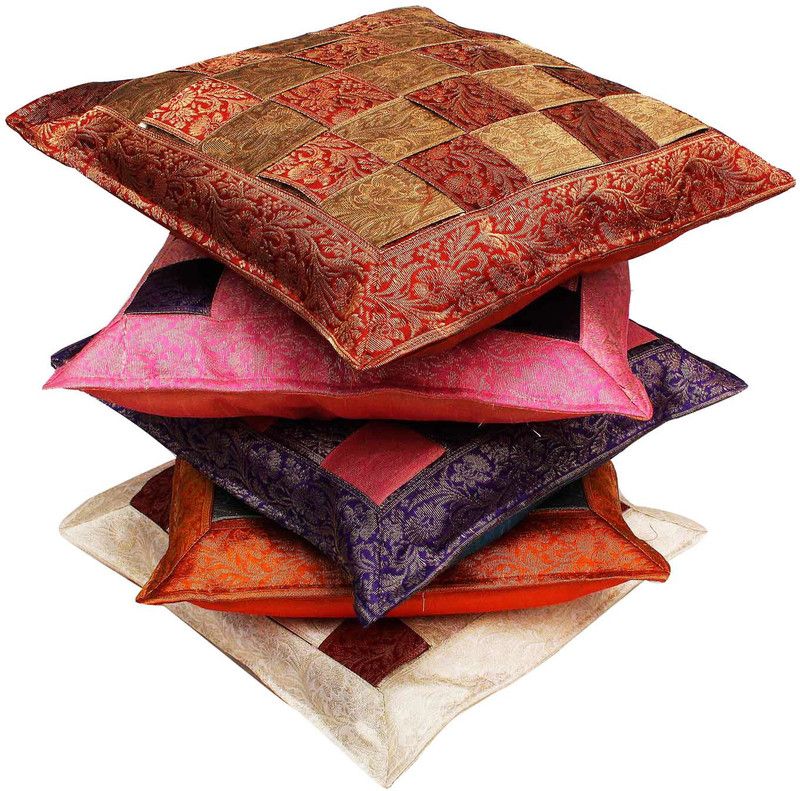 Halowishes Checkered Cushions Cover  (Pack of 5, 40 cm*40 cm, Multicolor)