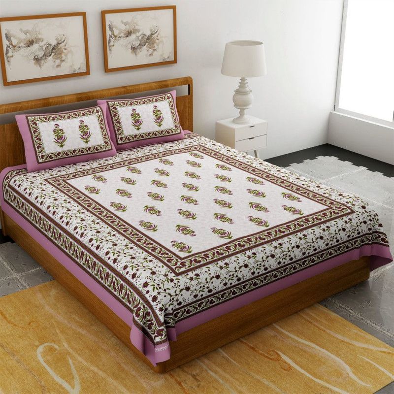 UNIQCHOICE 144 TC Cotton Double Printed Flat Bedsheet  (Pack of 1, Multicolor3)