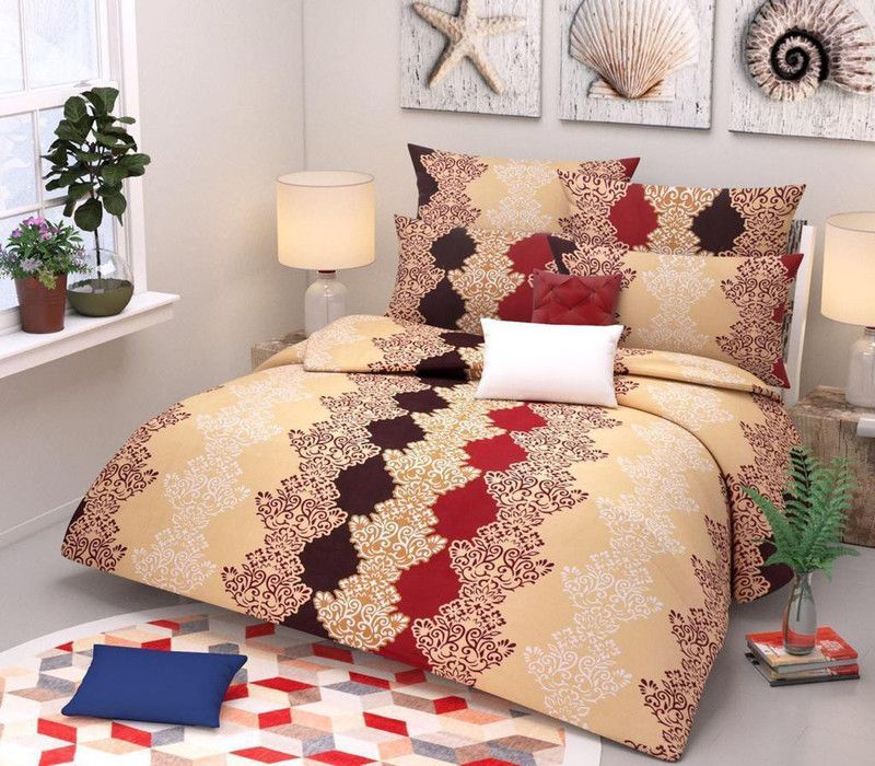 aggarwal fashion gallery 200 TC Polycotton Double Embroidered Flat Bedsheet  (Pack of 1, Multicolor)