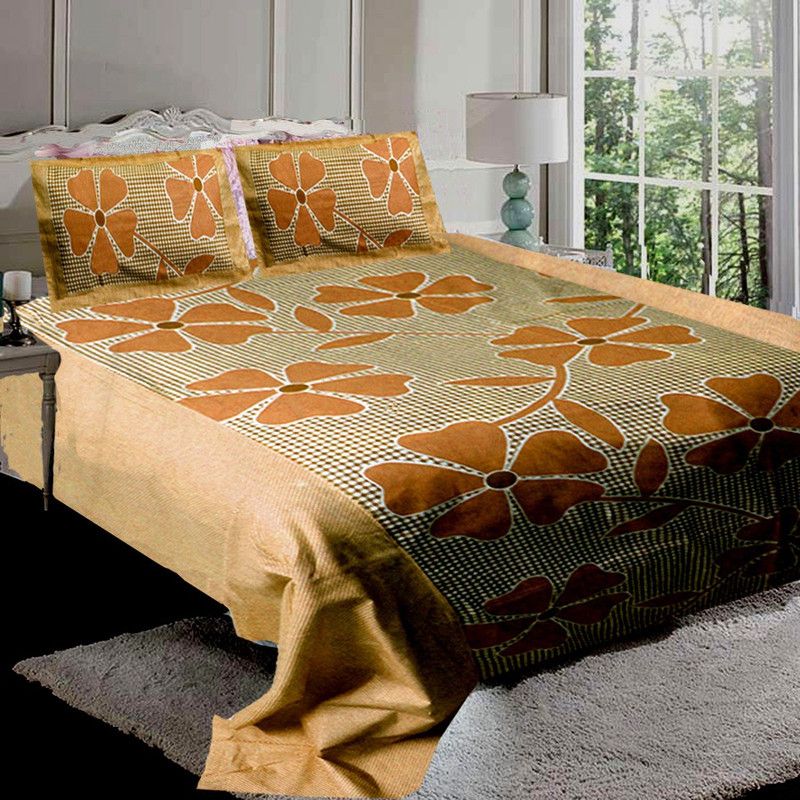 H'Decor 144 TC Polycotton Double Floral Flat Bedsheet  (Pack of 1, Multicolor)