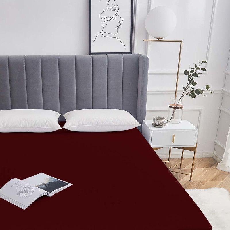 EVERDECOR Fitted Single Size Waterproof Mattress Cover  (Maroon)