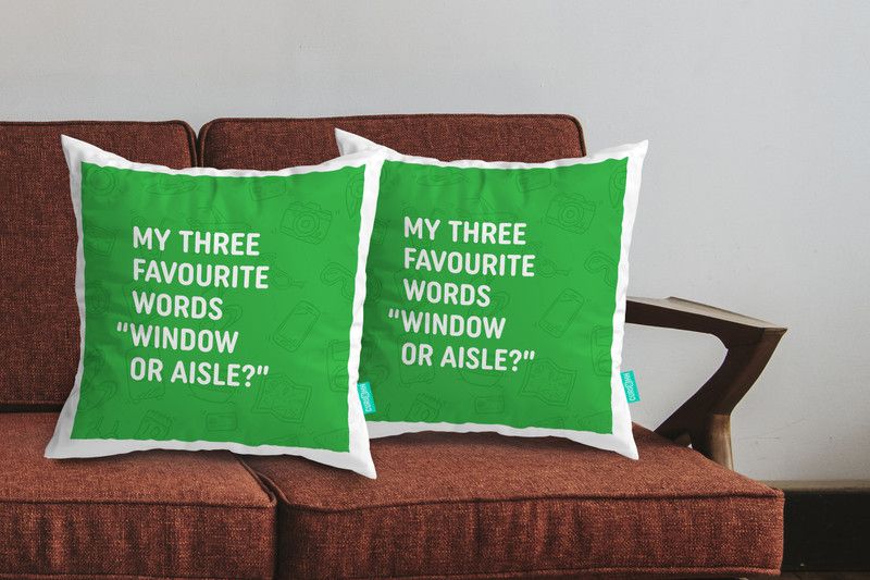 curiohh Text Print Cushions & Pillows Cover  (Pack of 2, 30 cm*30 cm, Green)
