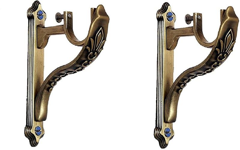 ABESTORE Gold Rod Rail Bracket Metal  (Pack of 2)