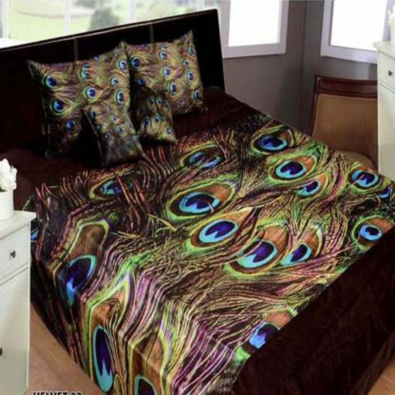 Shivaay Creations 500 TC Velvet Double Printed Flat Bedsheet  (Pack of 1, Brown)