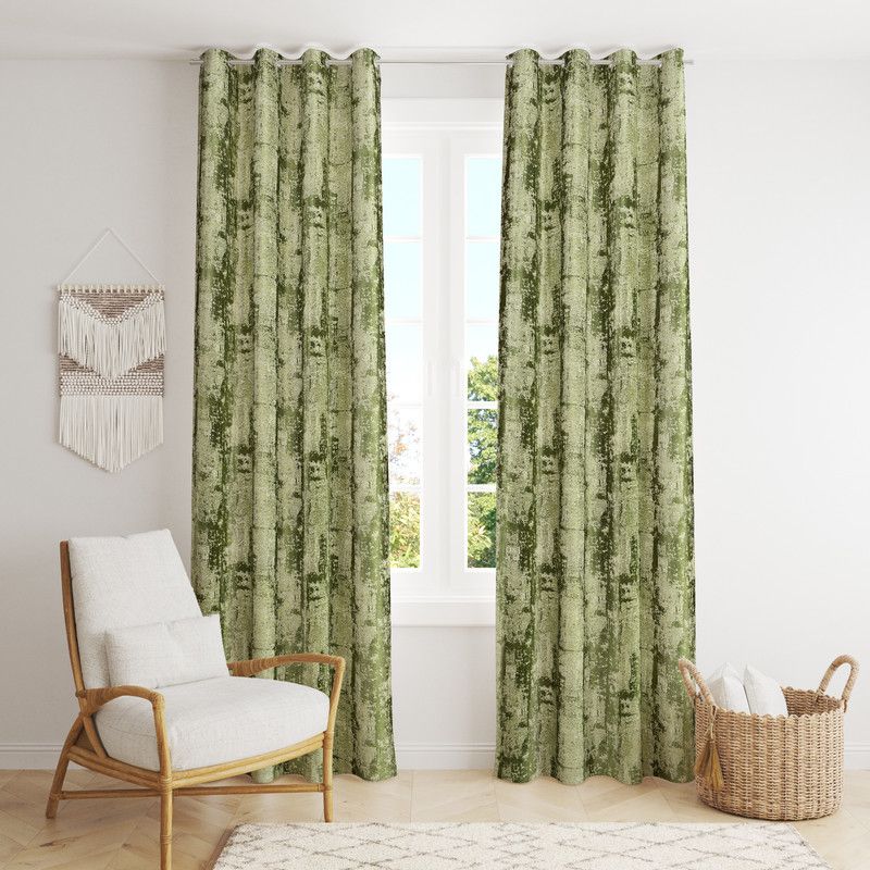 SKJ FURNISHINGS 305 cm (10 ft) Polyester Blackout Long Door Curtain (Pack Of 2)  (Printed, Green)