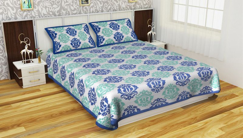 LODESTONE Cotton Double Geometric Flat Bedsheet  (Pack of 1, Multicolor)