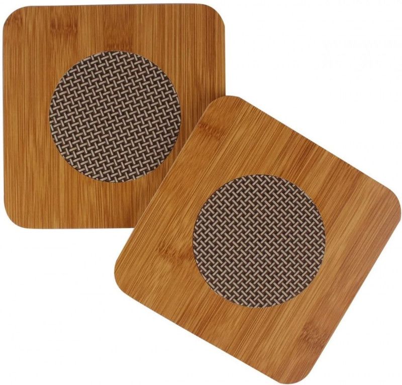 MOHINNI CREATION Square Wood Coaster Set  (Pack of 2)