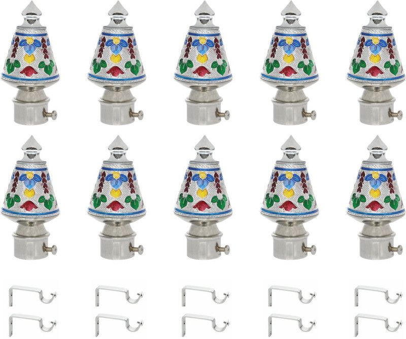 Harold Silver Curtain Knobs, Rod Rail Bracket Metal  (Pack of 20)