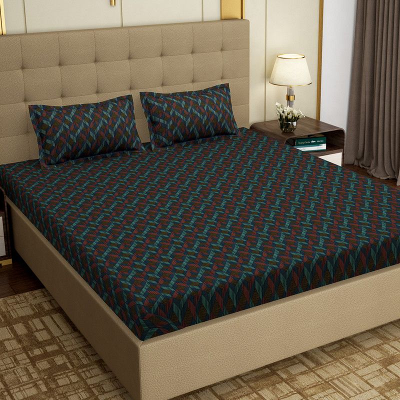 Pavo 300 TC Cotton King Floral Flat Bedsheet  (Pack of 1, Brown)