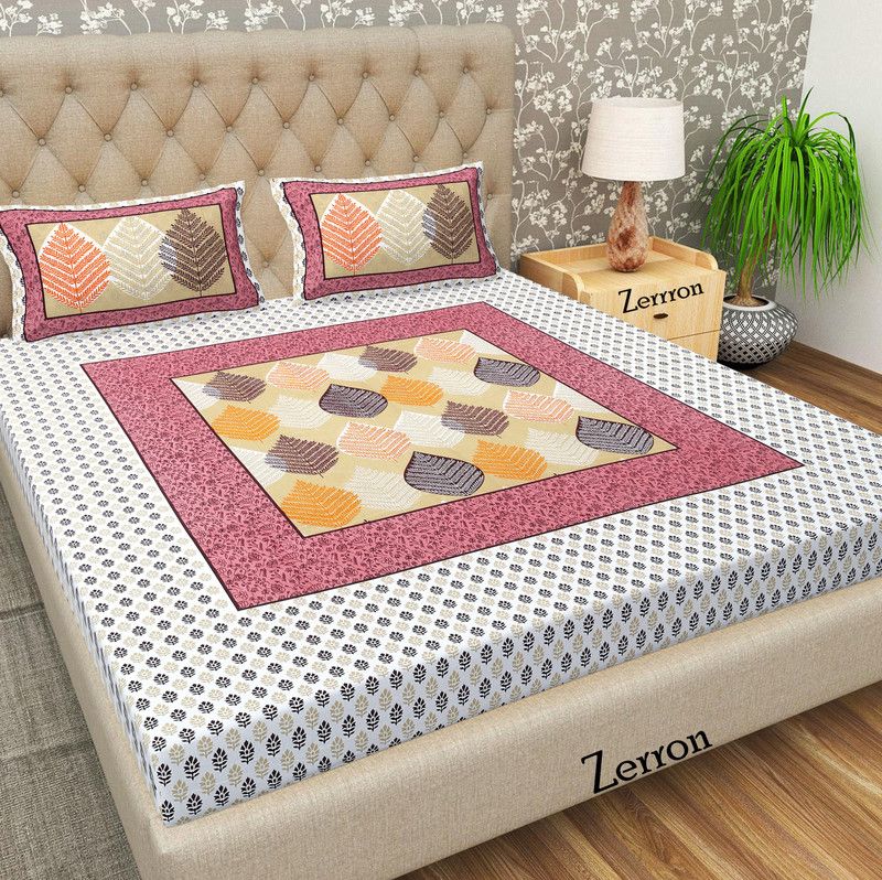 Zerron 144 TC Cotton Double Paisley Flat Bedsheet  (Pack of 1, Multicolor)