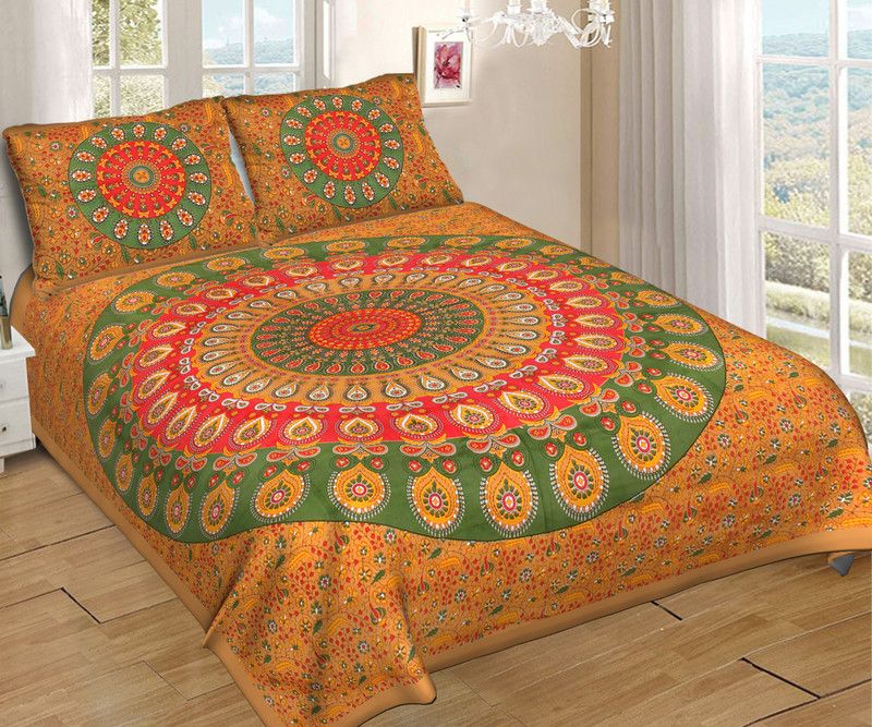 141 TC Cotton Double Floral Bedsheet  (Pack of 1, brown)