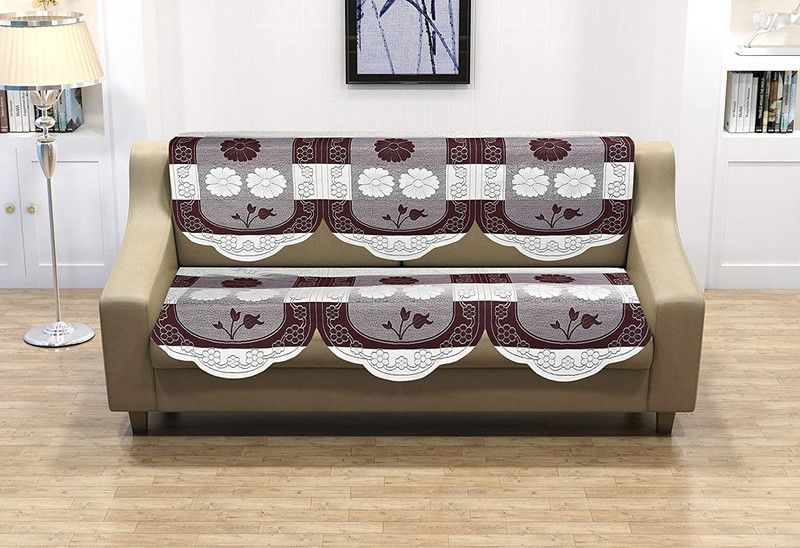 manvicreations Cotton Floral Sofa Cover  (coffee Pack of 2)