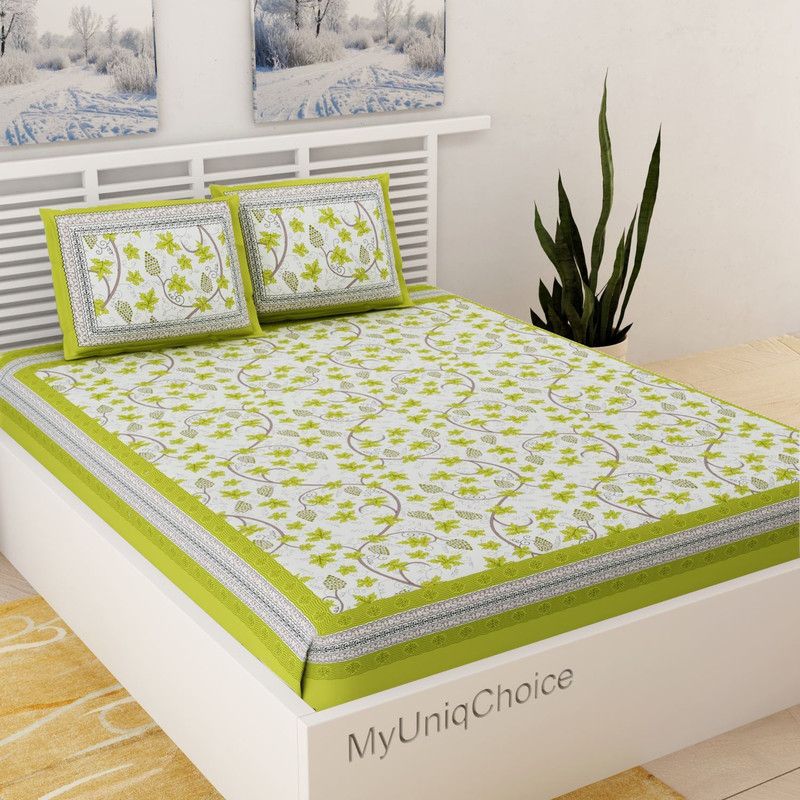 UNIQCHOICE 144 TC Cotton Double Printed Flat Bedsheet  (Pack of 1, Multicolor23)
