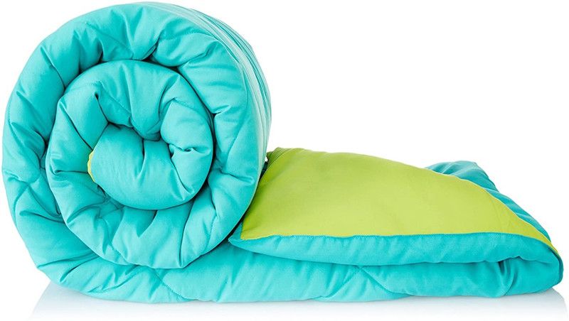TUNDWAL'S Solid Double Comforter for Mild Winter  (Microfiber, LEMON GREEN, OCEAN BLUE)