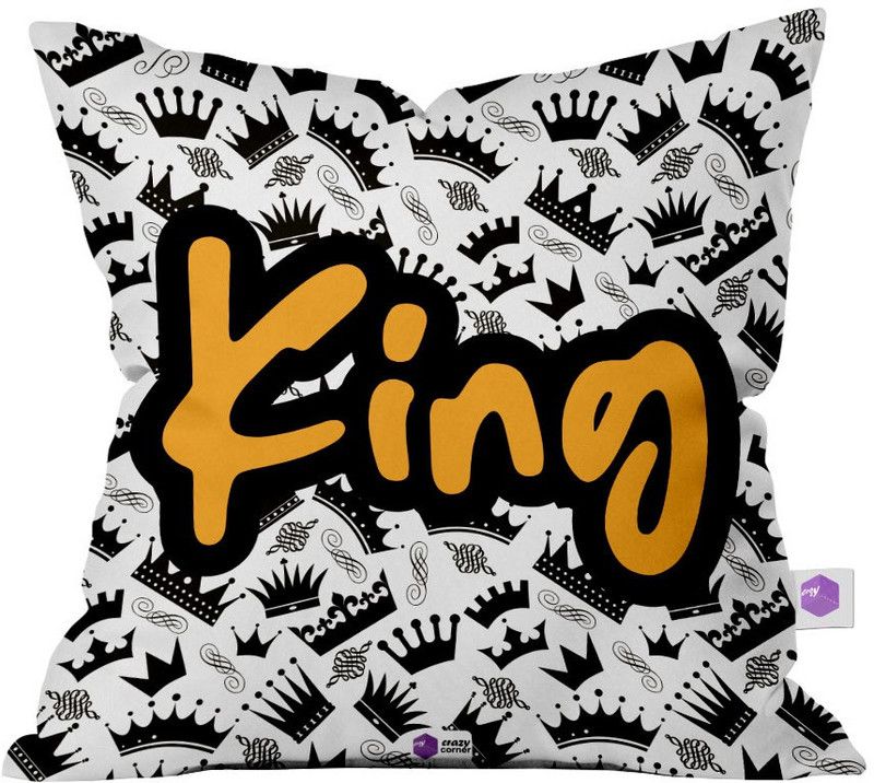 Crazy Corner Microfibre Quotes Cushion Pack of 1  (White, Black)
