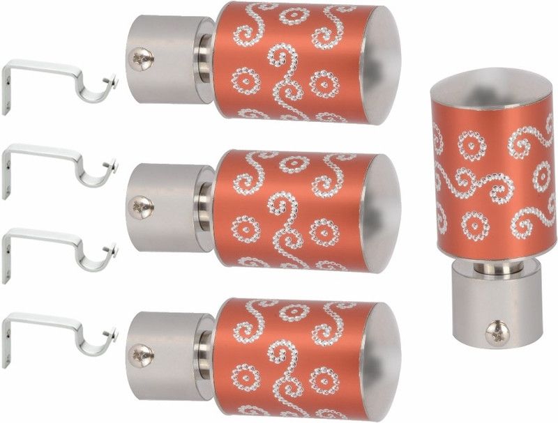 ZAPEX Silver, Maroon Rod Rail Bracket, Curtain Knobs Metal