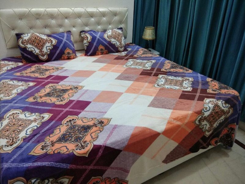 Nanki's Velvet Queen Printed Flat Bedsheet  (Pack of 1, White)