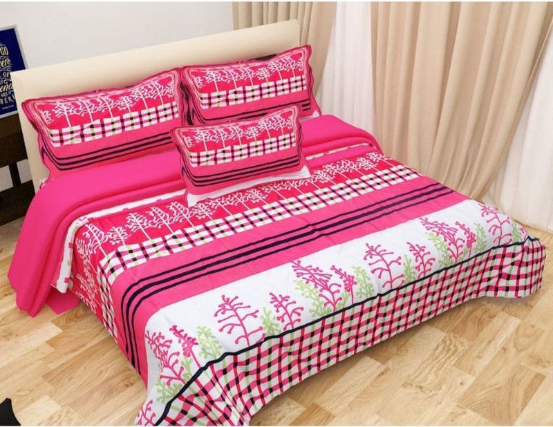 PRODUCTSCK 185 TC Polycotton Double Printed Flat Bedsheet  (Pack of 1, Multicolor)