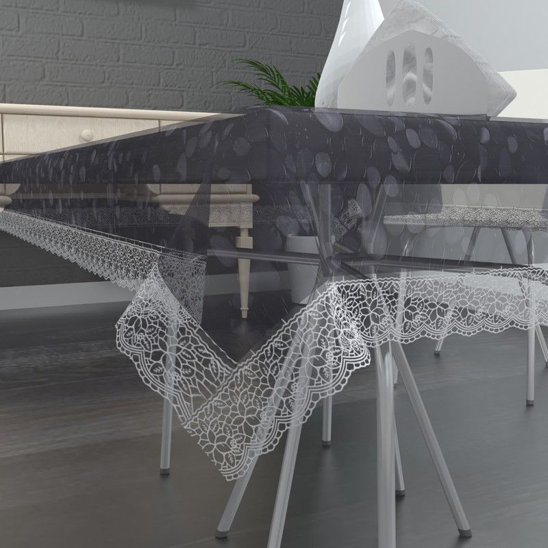 Printed 4 Seater Table Cover  (3D Silver, PVC)